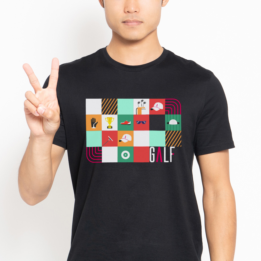 メンズ フロントプリントＴ ブラック